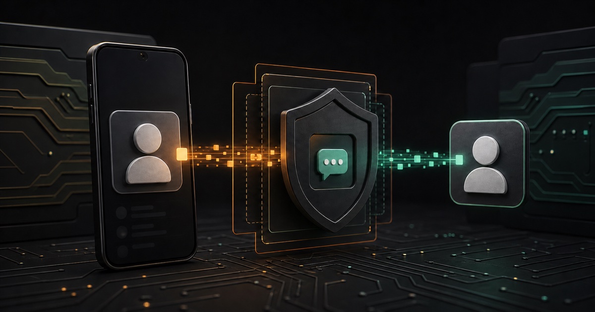 A protected contact image crossing an application permission boundary through an intermediary